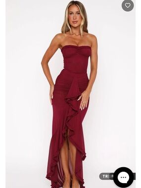 WhiteFox Still Got It Mesh Maxi Dress Dark Burgund